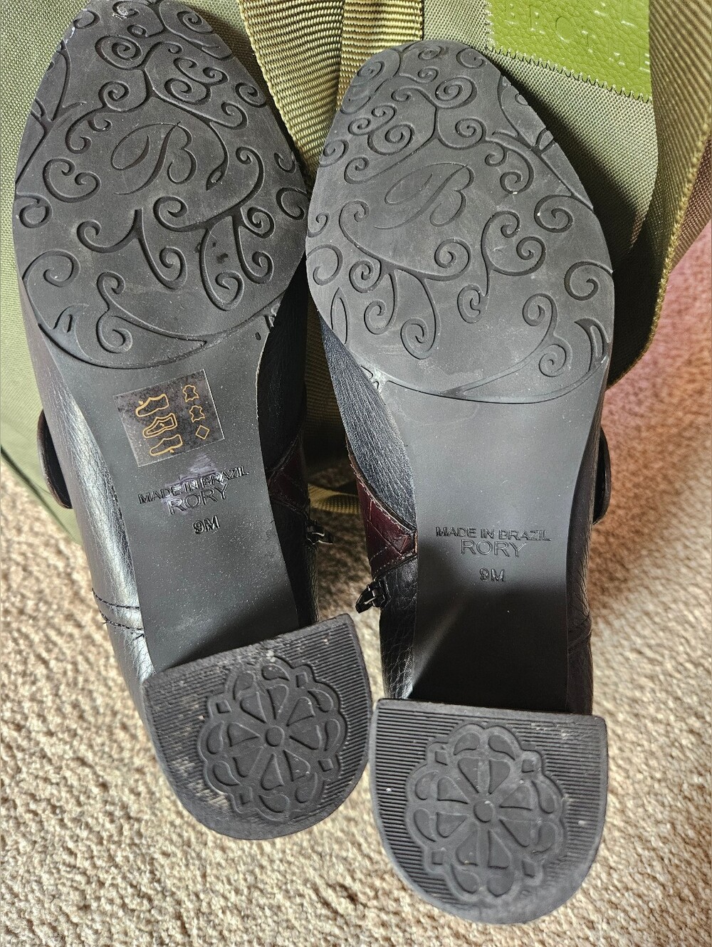 Brighton Rory black leather Zip Ankle boots. Silver buckle block heel Sz 9 - Picture 9 of 9